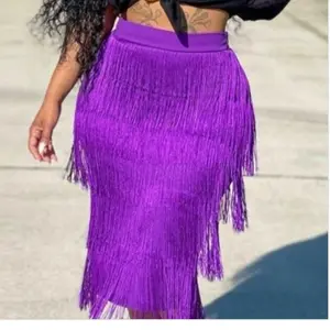 Purple Dingle Drape Skirt Women Womenswear Fringe Bottom