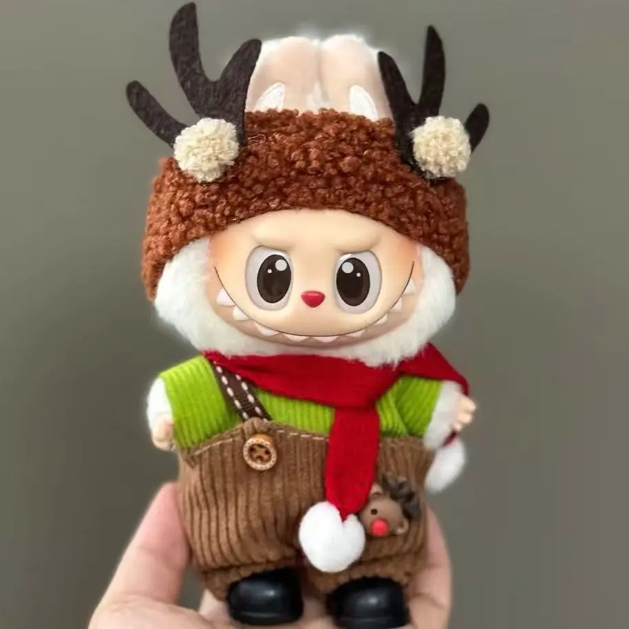 LaBUBU Clothes 15/17cm Dolls Outfit Christmas Theme Set Clothes 3-Piece Sets Compatible with Labubu Clothes olls Accessories.(Excluding shoes & doll)-BY