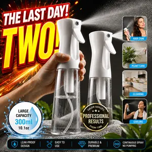 The last day! Two!  Hair Spray Bottle Continuous Water Mister Spray Empty Ultra Fine for Hair Styling, Pets, Plants, Cleaning, Misting & Skin Care, Salons, for Taming Hair in Morning, Curly Hair, Essential Oil