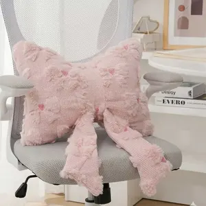 Cute Bow Heart Pillow, Soft Touch Decorative Cushion, Perfect Home Decoration, Sofa Accent Pillow, Ideal Gift Choice, Soft Padded Cushion