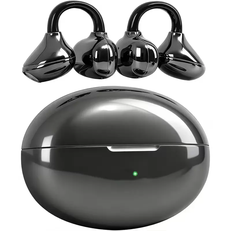 Open-Ear Headphones, Wireless Bluetooth Sports Earbuds with Bass Enhanced Hi-Fi Sound, ENC Noise Cancellation, Extended Battery Life, Comfort Secure Fit Earphones for Running, Cycling, Travel, Driving, Office Work and Daily Commuting