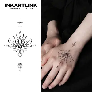 INKARTLINK Tattoo Tech, 2 Sheets Semi-Permanent Temporary Tattoos ,Lotus Flower 10,Adult Art Design,Lasts 1-2 Weeks, Waterproof, Realistic Look, No Adhesive, No Reflection,For Man And Woman,Ideal for Swimming, Party