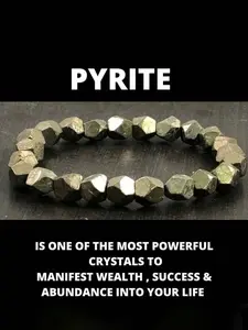 Handmade Raw Pyrite Bracelet, Faceted Bohemian Beads, Symbol Of Wealth And Abundance, Inner Strength Chakra Jewelry, Vintage Spiritual Gift For Valentine's Day, Mother's Day, Rustic Design, Natural Texture