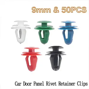 50 Universal Car Mount Clips, 9mm Hole Diameter, Durable Replacement Fasteners for Vehicle Interior Repair and Maintenance