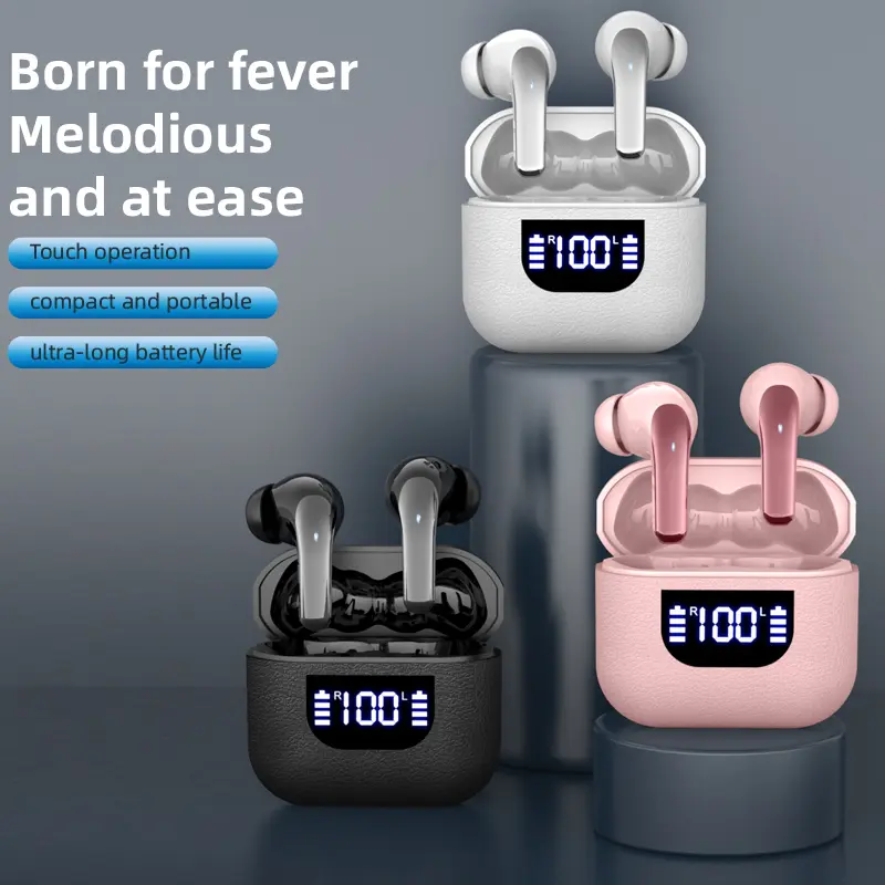 Bluetooth Noise Cancelling In Ear Wireless Earbuds - High Quality, Active Noise Cancellation, Digital Display, Ultra-Long Playtime, Type-C Fast Charge Case, Stereo Audio, Built-In Mic for iPhone/Android, Sports/Gaming