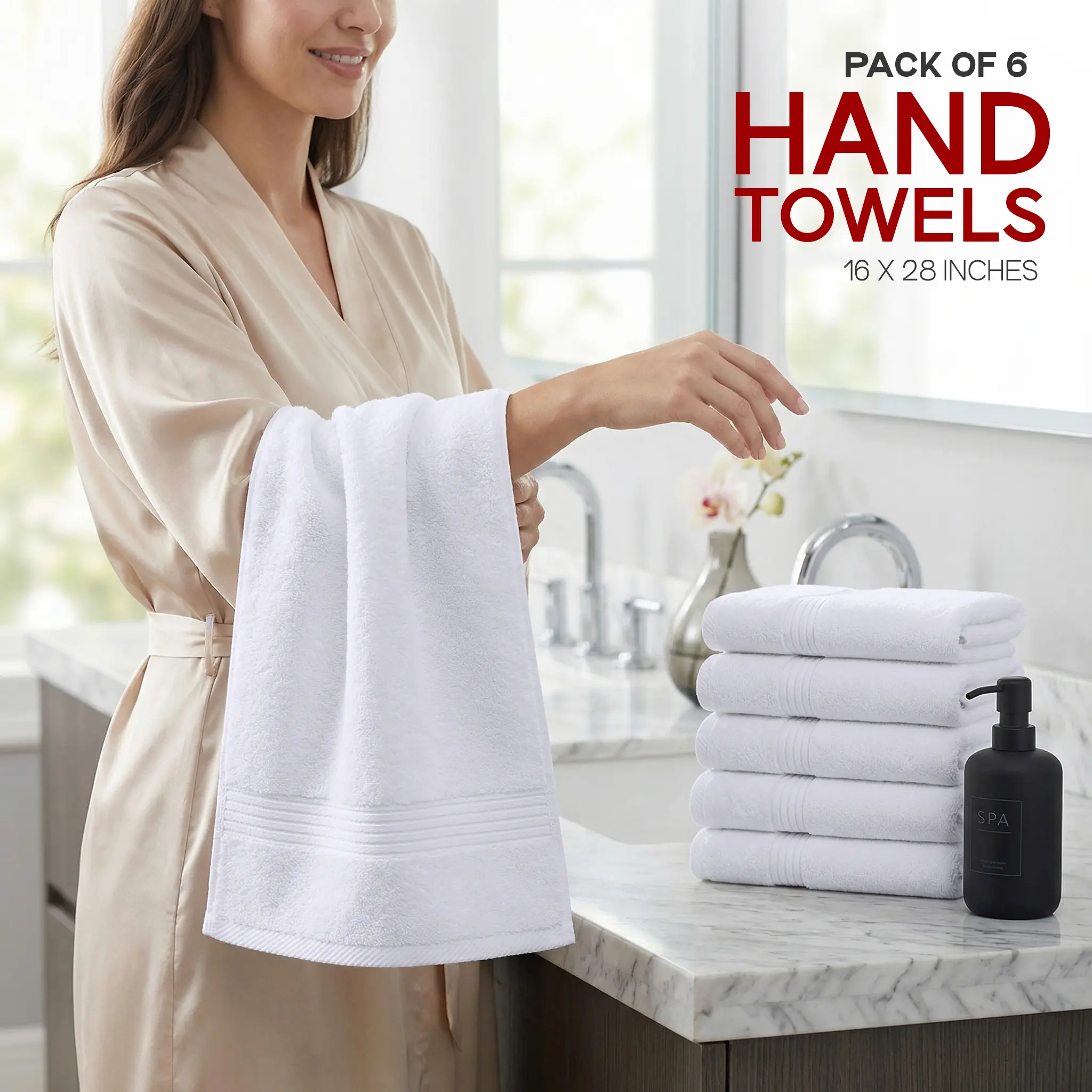 Utopia Towels 6-Pack Hand Towels – Soft 100% Cotton, Lightweight & Highly Absorbent for Bath, Travel & Spa, Multi-Pack Hand Towels, Bulk Hand Towels