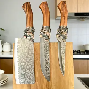 Professional Kitchen Knife Set - 3 Pieces or 1 Piece High Carbon Stainless Steel Blade, Sharp Cutting Edge, Multifunctional Meat Cleaver and Bone Separator, Easy to Clean, Dishwasher Safe, Great Holiday Gift Idea