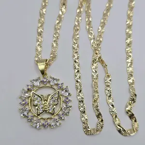 Butterfly beautiful necklace regular style with heart's stone's gold-plated 18"inches 24"inches available