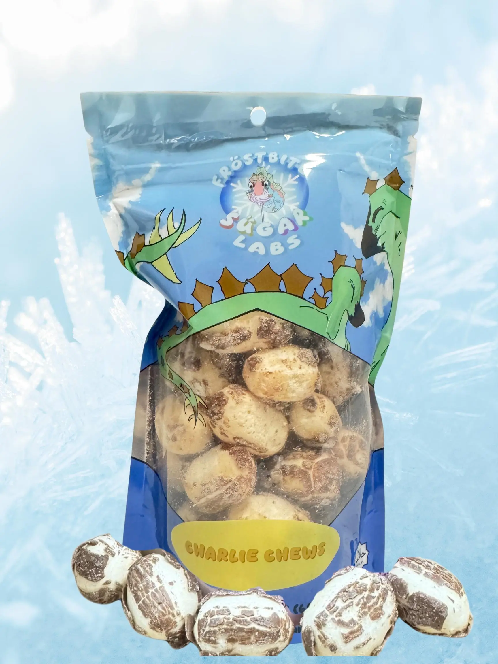 Frostbite Sugar Labs CLE Freeze Dried Charlie Chews - Halal Certified Chocolate Vanilla Puffs Snack, Candy