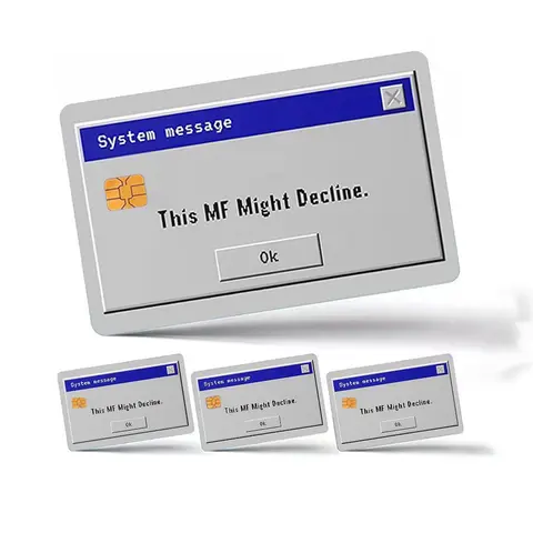Funny System Message Credit Card Decline Sticker Decal - Customizable Stickers, 4 Skins, Funny Skin, Universal Size, Bubble-Free, High-Quality Print, Residue-Free, Durable Cover for Daily Use, Scratch Protection, Bold Statement Unique Gift Cover