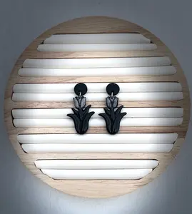 Midnight Bloom Polymer Clay Dangle Earrings