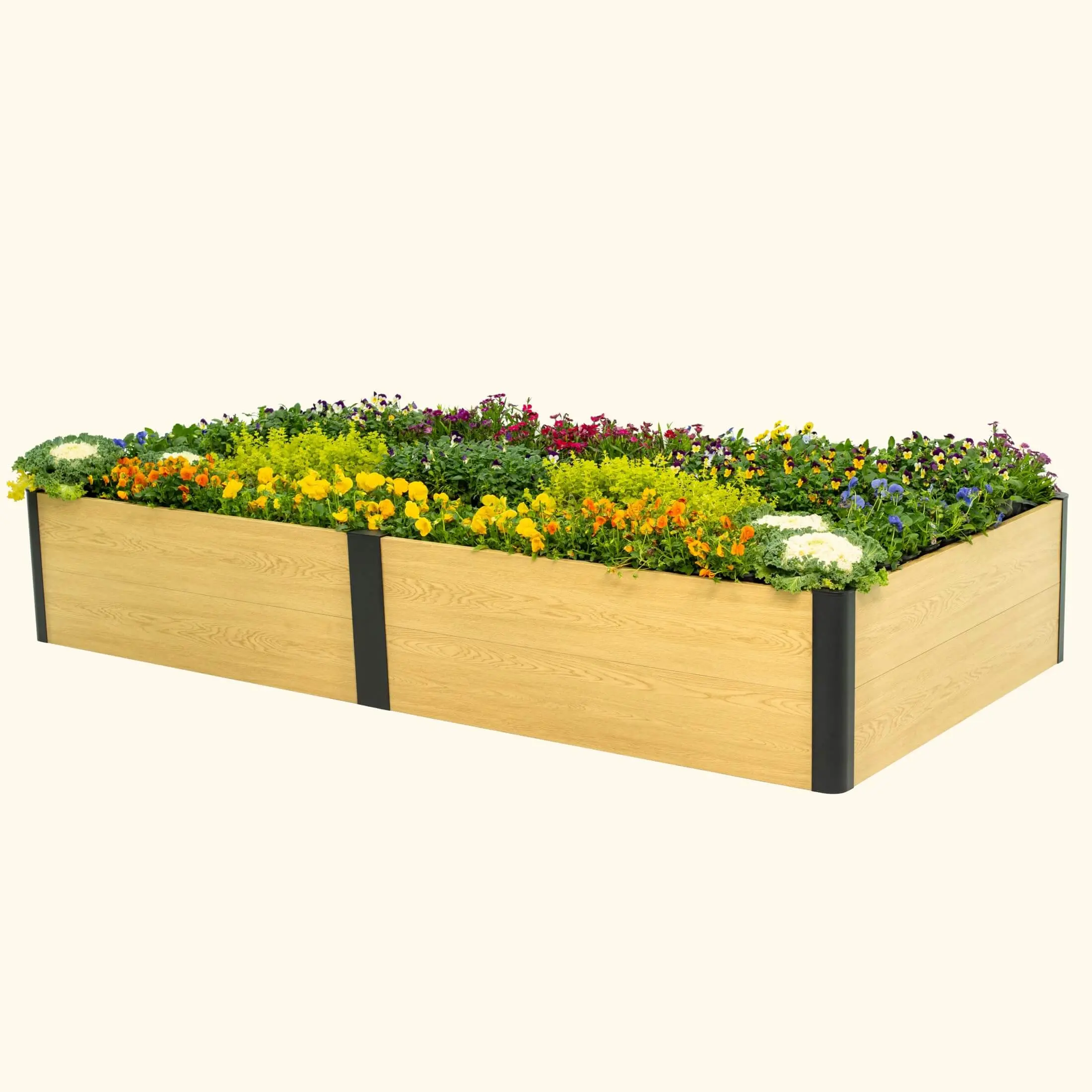 Vego Garden 16" Tall Woodgrain 4' x 8' Metal Raised Garden Bed - Decorative Modern Outdoor Plant Flower Bed, Planter Raised Beds, Rectangular Garden Planter