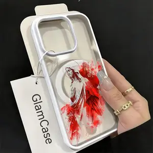 Religious Figure Phone Case，Abstract Expressionist Style for iPhone 17 16 15 14 13 12 11 Plus Pro Max. A6