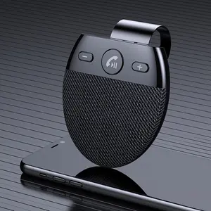 V5.0 Wireless Car Speakers for Mobile Phones, Enabling Hands-Free Communication in Vehicles. This Hands-Free Speakerphone Fits on The Car Sun Visor And Functions As a Music Player with a Microphone, Automatically Powers On