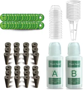 Seed Pods for Hydroponics Growing System - (No Seeds), Hydroponics Supplies with 24 Grow Sponges, 12 Planting pods,2 Set a&b Hydroponic Nutrient  ,28 Stickers,12 Seeding Cover