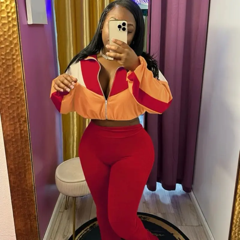 Velvet Cropped Track Suit