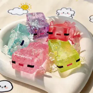 Graduation Gift Aurora Axolotl Squishy Mochi, Glittery Kawaii Sensory Fidget Toy, Soft Stretchy Stress Relief Toy for Anxiety, Cute Animal Desk Toy for Kids & Adults