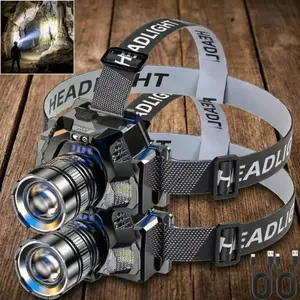 Rechargeable Headlamp,5-Night Long Battery Life,Power Indicator,500m Range,Waterproof,Zoom(Spot to Flood), Motion Sensor Switch, 90° Adjustable, Detachable Headband, Soft Light/Strobe, 1000 Lumen Constant Output, Includes Charging Cable, Power Bank