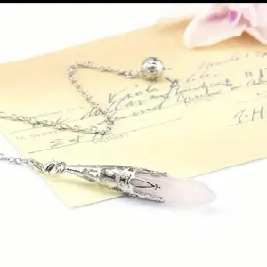 Rose Quartz Pendulum/ Dowsing Rod with Rose Quartz Crystal for Fortune Telling