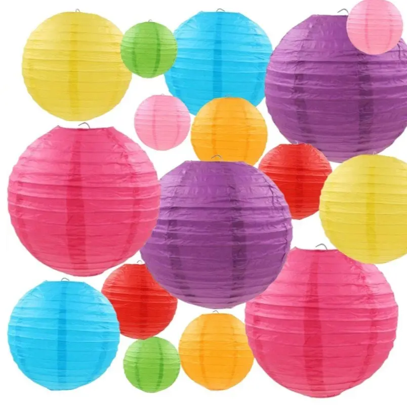 Various Hanging Lightweight Paper Lanterns, Multicolor Traditional Chinese Cultural Lanterns for Party Ceiling Decorations, Perfect for Festivals, Birthdays & Weddings