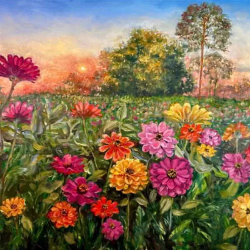 "Robed in Beauty" 16" x 20" Signed Print - Vibrant Floral Landscape Artwork for Home Decor