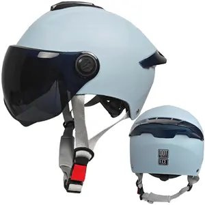 ZXC Anti-Fog Dual-Lens Electric Vehicle Helmet, Unisex All-Season Half Helmet, Anti-Scratch Dual Lens Design, Windproof Dustproof Shock Absorption, Portable Lightweight & Comfort Lining, Adjustable Buckle for Adult Men Women Urban Commute Scooter Riding