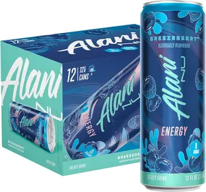 Alani Nu Energy Drink Breezeberry 12 Pack 12oz Cans Zero Sugar 200mg Caffeine Boosting Beverage