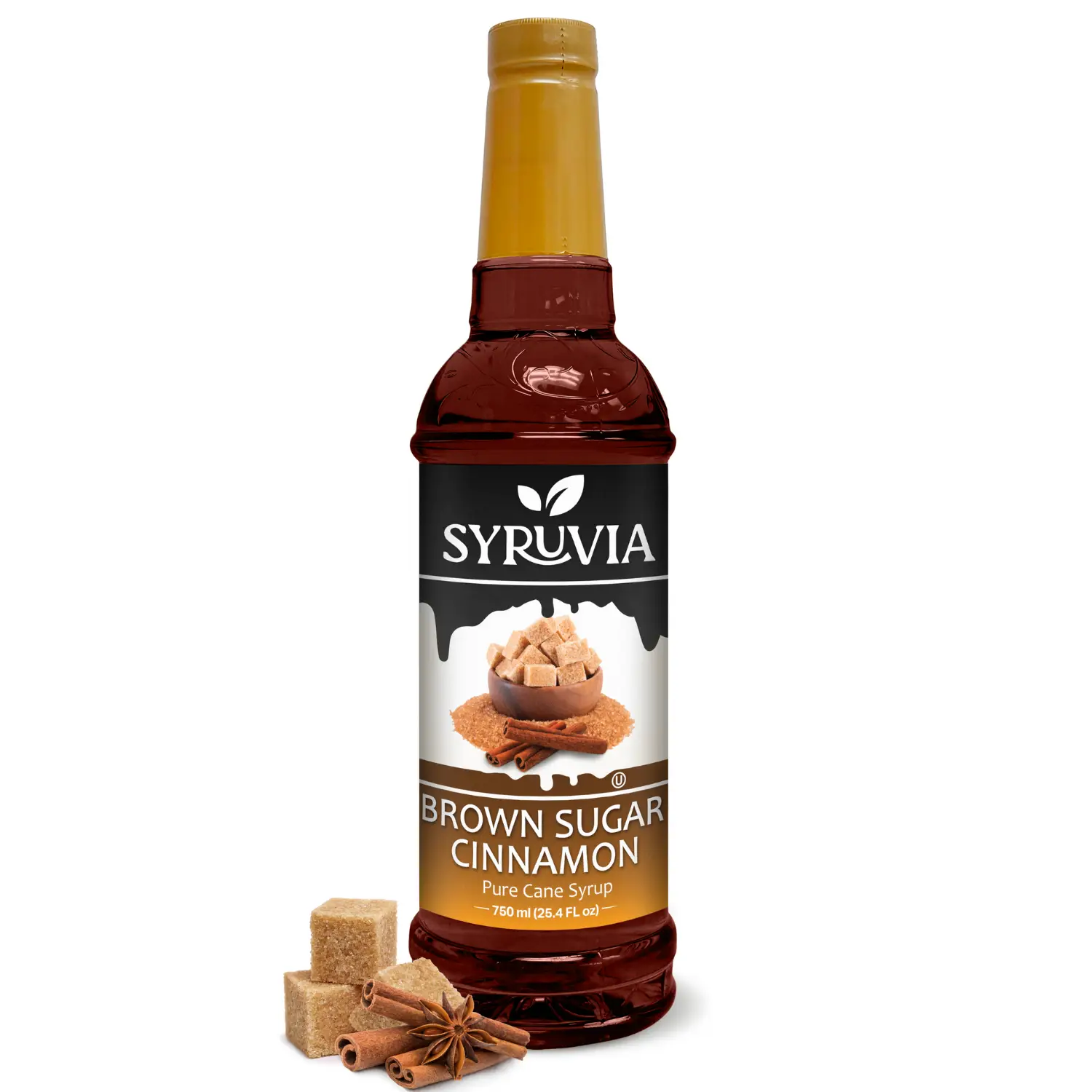 Syruvia Brown Sugar Cinnamon Syrup for Coffee 25.4 Ounces Brown Sugar Cinnamon Coffee Syrup Flavor