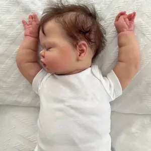 GUESSBELLY Cloth Body Vinyl Limbs 50 CM 3D-Paint Asleep Fat Reborn Baby Doll Toy For Girl Lifelike Kids Birthday Gift Play House Toy Collectable Humanoid Doll Ornaments