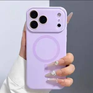 Candy Color Liquid Silicone Magnetic Smartphone Case with Skin Feel, Full Protection, Anti-Drop & Built-In Lens Guard for IP17/16/15/14/13 Pro Max - Cellphone Handheld Devices Accessories