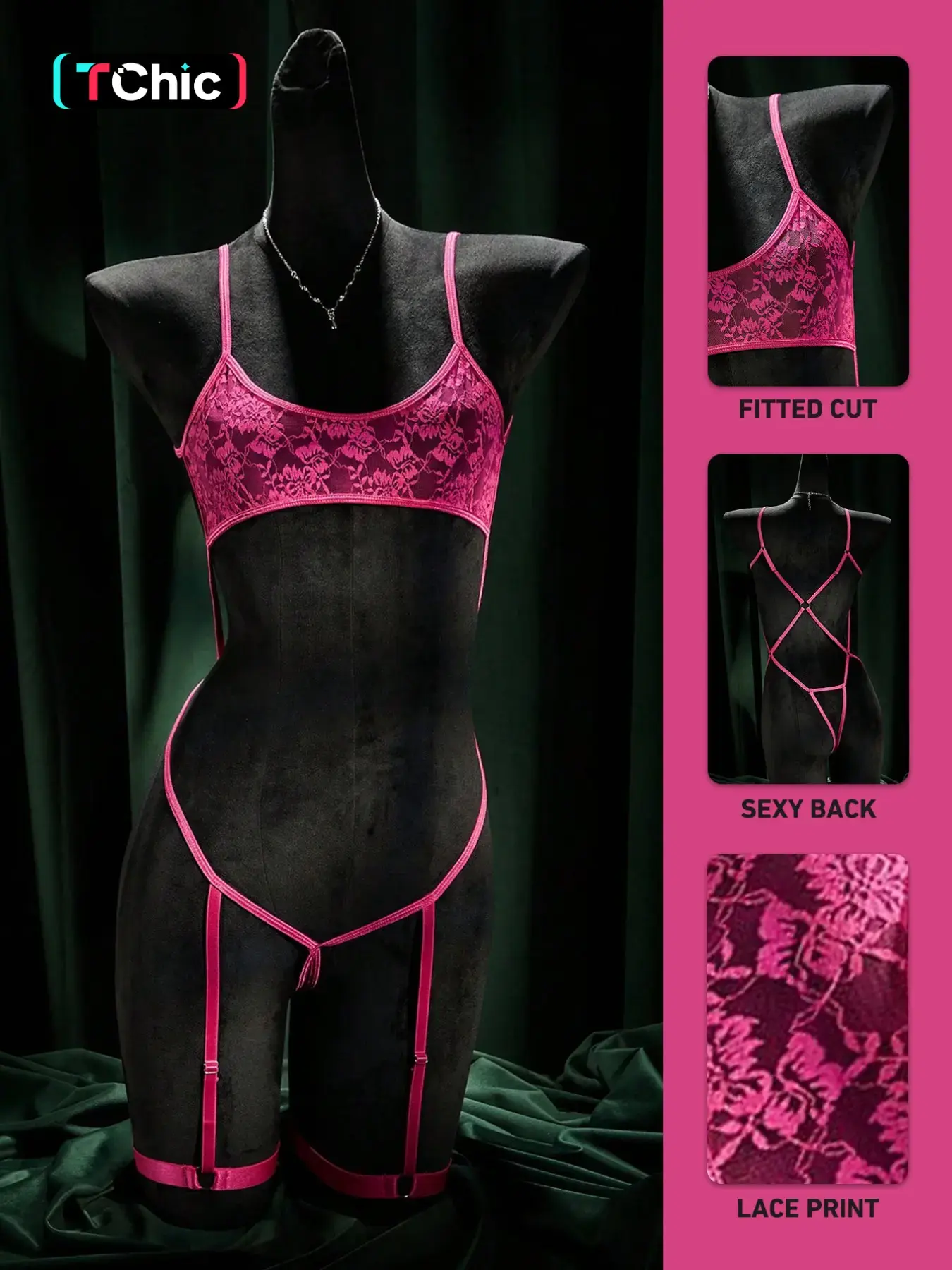 Valentine Lace Women's Underwear Set, Elegant Ladies Lingerie, Perfect for Sleepwear & Intimate Moments, Sexy Fitted Design