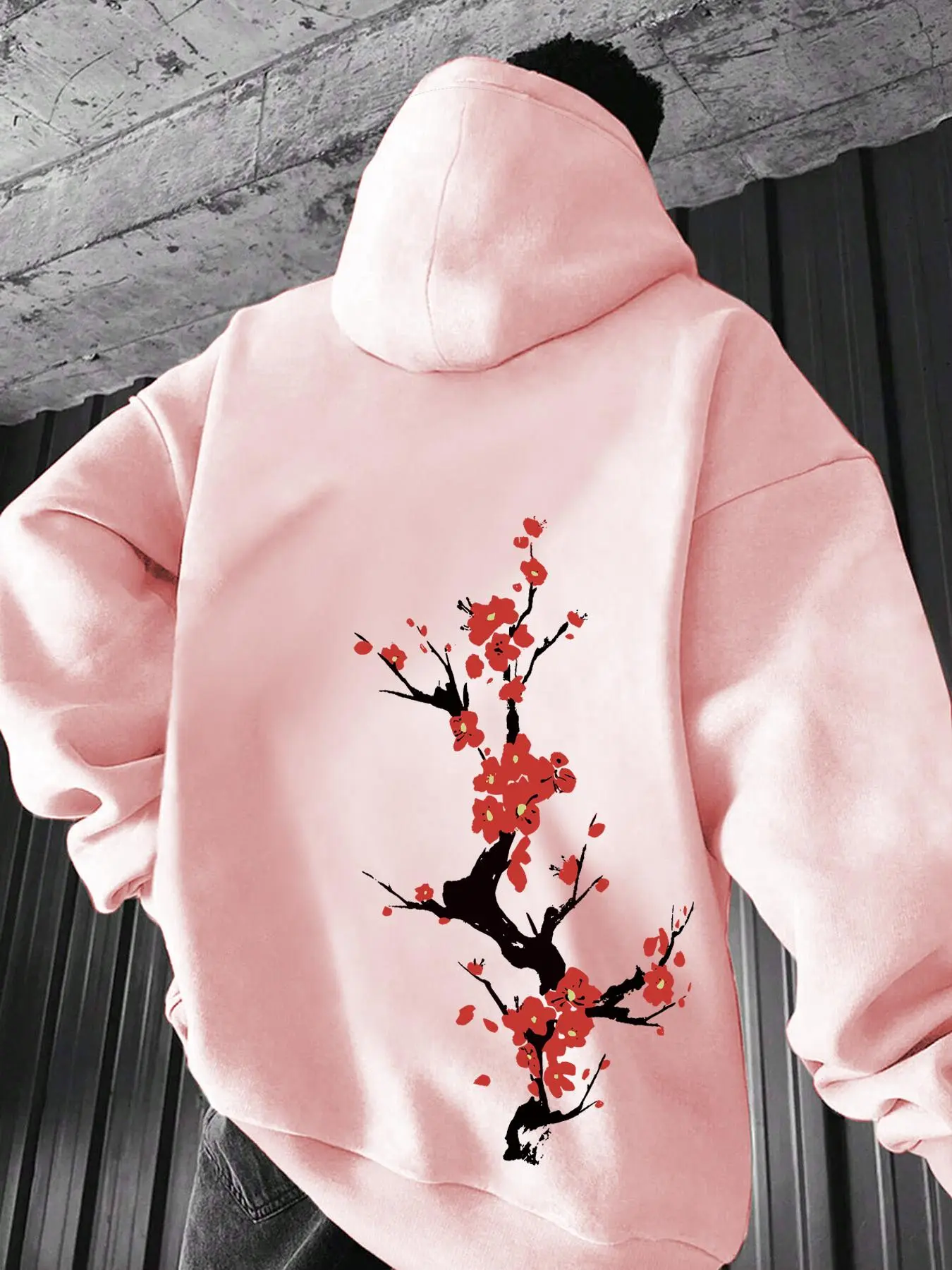 Men's Floral Print Drop Shoulder Hoodie, Fashion Casual Regular Fit Drawstring Pocket Hooded Sweatshirt for Daily Holiday Outdoor Wear, Men Clothes for Fall & Winter, Floral Hoodies