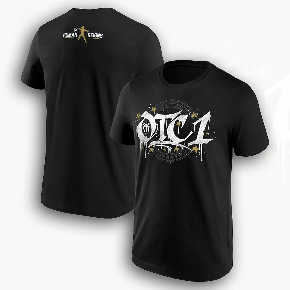 Graphic Tee🔥New Roman Reigns Gold OTC1 T-Shirt| Black Men's Tee, Original Tribal Chief Wrestling Shirt, Roman Reigns OTC Apparel, Made in USA, Unisex Casual Streetwear, Trendy Summer WWE Fan Tee, Perfect Gift for Wrestling Lovers💪🤼‍♂️