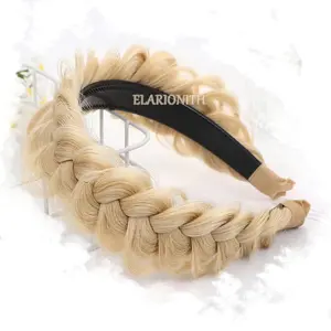 ELARIONITH High-temperature woven silk wig headband Wide Messy Braided Women's Headbandwith teeth fishtail braid headband New Year's gift  Hair