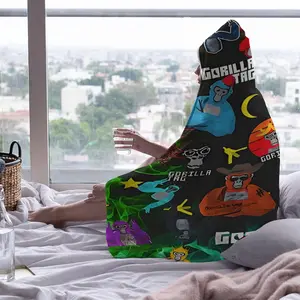 Gorilla Tag Game Monkey Pattern Hat Blanket, Digital Print Flannel Throw, Soft Warm Magic Hat Blanket, Sofa Cover, Home Leisure, Air Conditioning, Multifunctional Blanket