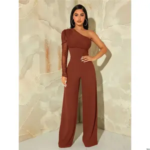 Puff Contrast Shoulder One SXY tiktok Mesh Sleeve Jumpsuit