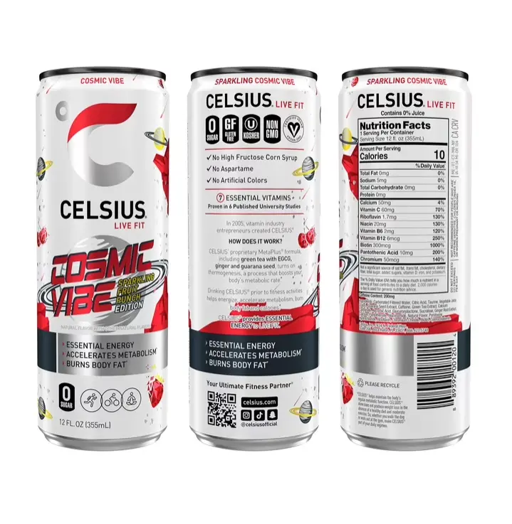 CELSIUS Sparkling Cosmic Vibe, Functional Energy Drink 12 fl oz Can (Pack of 12)