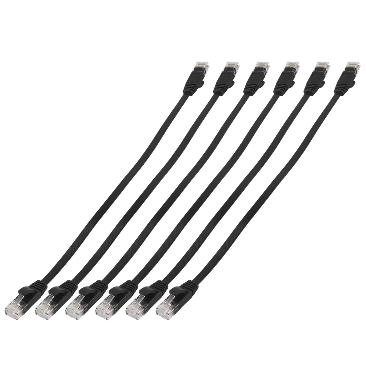 6-Pack 1ft Solid Cat6 Flat Ethernet Patch LAN Wire with Snagless RJ45 Connectors, Pure Copper Wire, Higher Conductivity, Anti-Interference, Minimal Noise, Enhanced Tensile Strength