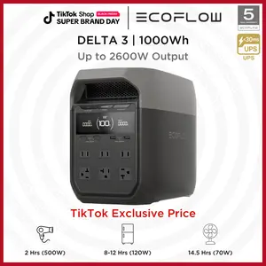 DELTA 3 1000 Wh Portable Power Station, Fully Charge in an hour, 1000Wh LFP Battery, 1800W Output, Solar Generator