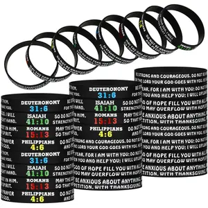 Rubber Bible Verses Bracelets Strength Faith Hope Belief Wristbands Inspirational Wristbands Christian Bracelets for Men Women Teens