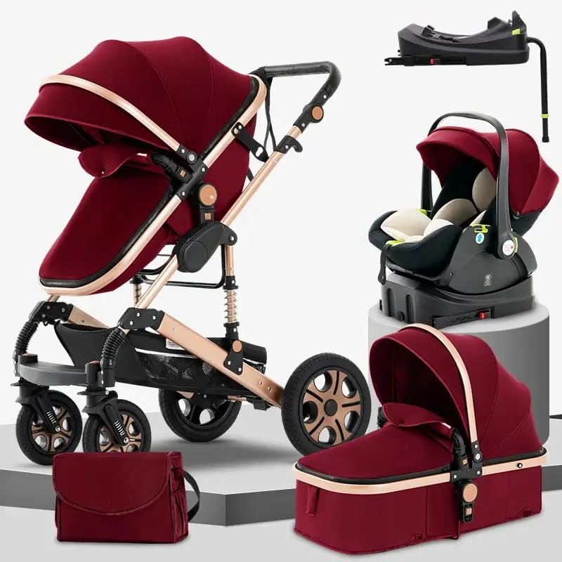 3-in-1 Aluminum All-Season Infant Stroller Travel System - Foldable Pushchair with Adjustable Seat, Reversible Newborn Baby Pram, Convertible Single-to-Double Design, Automatic Fold Umbrella Frame, Multi-Role Strollers for Babies with Accessories (V2),sum