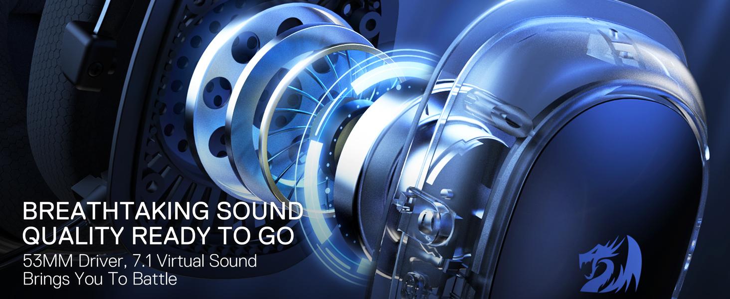 Redragon H510 PRO 3-Mode RGB Gaming Headset - 7.1 Surround Sound - 53MM Audio Drivers in Memory Foam Ear Pads w/Durable Fabric Cover- Multi Platforms Headphone - USB Powered for PC/PS4/NS, Black