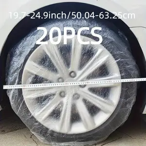 10/20 Pieces Car Disposable Tire Plastic Protectors, Anti-Dog Urine Spray Paint Maintenance and Transparent Bag Wheel Hubs