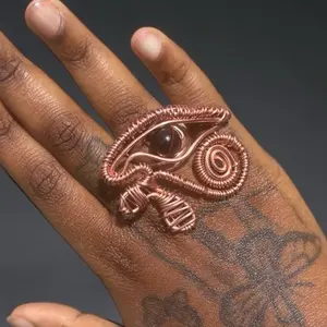 Juma CopperKing Campbell Eye of Ra Ring - Handcrafted Copper Wire Design with Eye of Horus Symbol