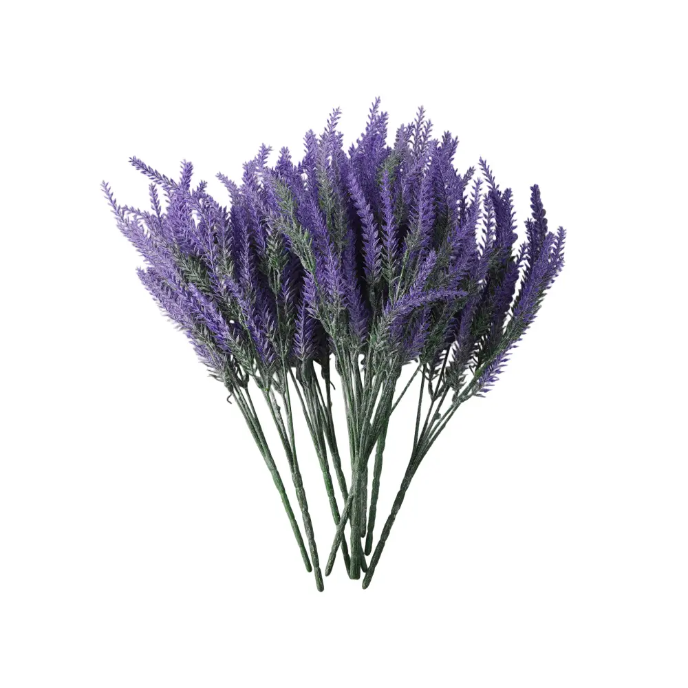 10-Piece Plastic Faux Outdoor Plants Bundle - UV-Resistant, No-Fade, Realistic Artificial Lavender Bouquet for Wedding, Summer Outdoor Decor