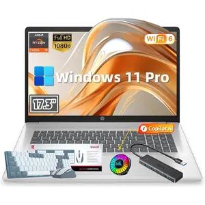 HP 17 inch Laptop Business, AMD Ryzen 5 7430U 6-Core Processor (Beats i7-11th Gen), 32GB RAM & 1TB SSD, Windows 11 Pro, AI Copilot Ready, Full Numeric KB, 17.3" FHD IPS Display