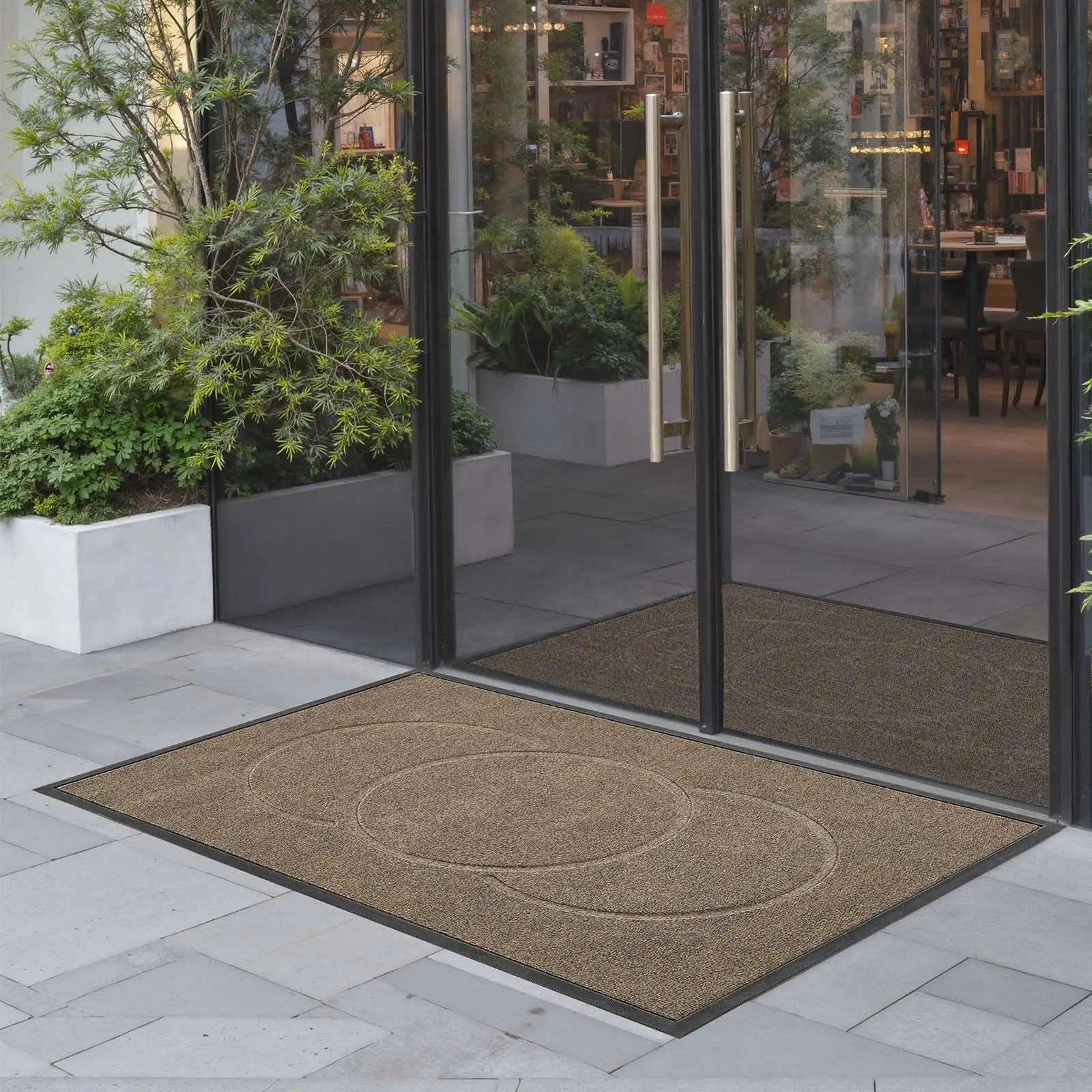 【Summerfinds】VEVOR Front Door Mat, 47x32 in Heavy-Duty Washable Commercial Rug with TPE Backing, Modern Stylish Indoor-Outdoor Carpet for Hallway, Garage, Brown (Heavy-Duty Durability) Vintage Design Rug Waterproof Area Rugs