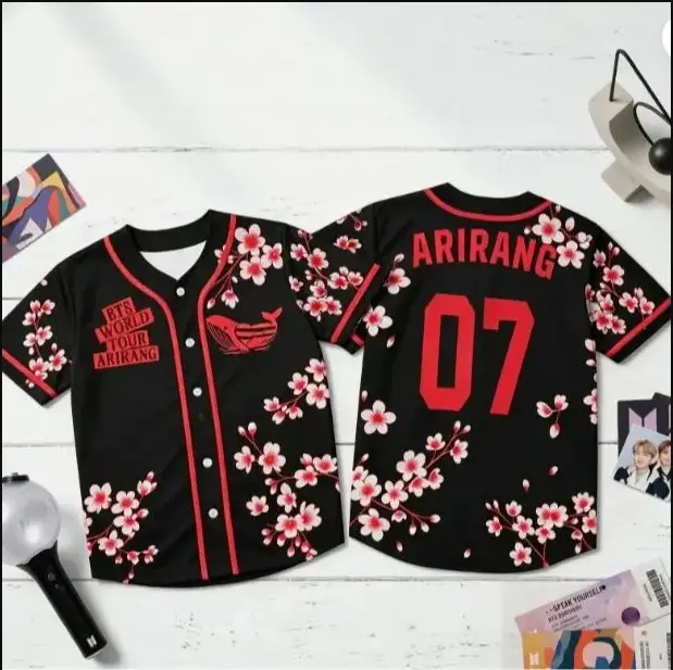 Custom Bangtan Baseball Jersey Arirang, Kpop Gift for Bangtan Fans, V-neck Bangtan Shirt, Comeback 2026 Sports Vest, Hot Trend