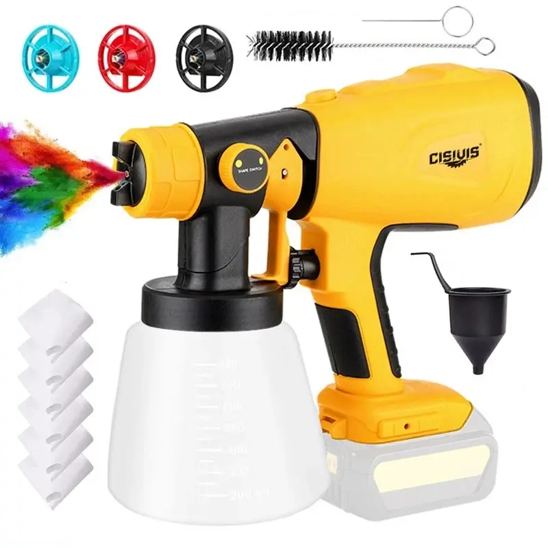 1000ml Cordless Handheld Paint Sprayer Gun - DEWALT 20V Compatible High-Pressure Spray Painting Tool, with Detachable Water Tank, Flow Control Knob, Cleaning Brush, Adjustable Flow, Easy-Clean Design for DIY, Ceilings