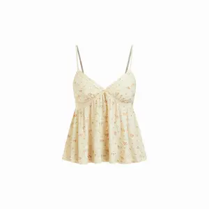 Cider Ditsy Floral V-Neck Lace Trim Bowknot Oversized Cami Top SummerWins